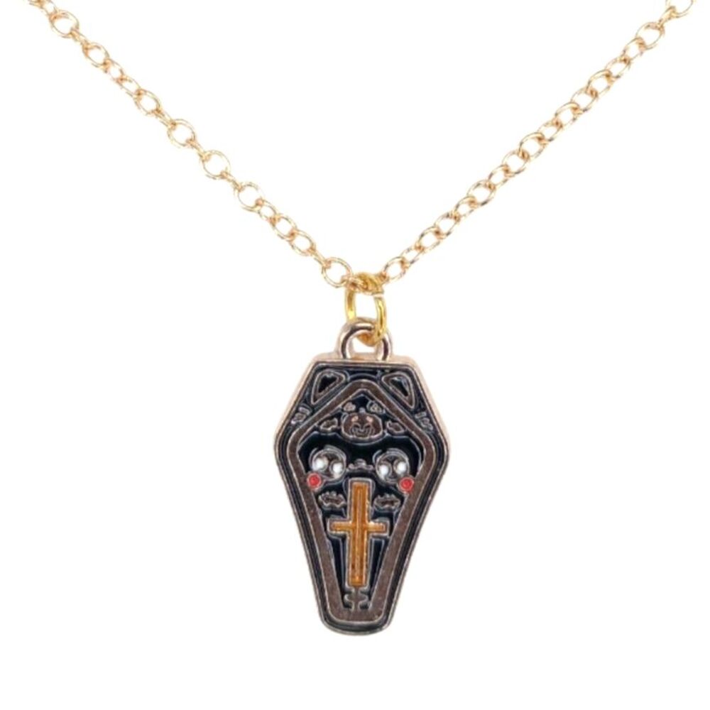Gothic Coffin pendant necklace Jewelry Gift for her Halloween Spooky